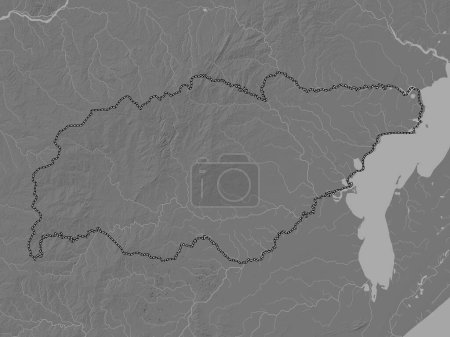 Téléchargez les photos : Treinta y Tres, département de l'Uruguay. Carte d'altitude de Bilevel avec lacs et rivières - en image libre de droit