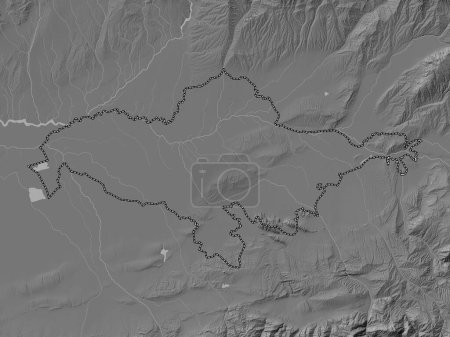 Téléchargez les photos : Andijon, région d'Ouzbékistan. Carte d'altitude de Bilevel avec lacs et rivières - en image libre de droit