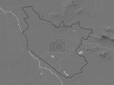Téléchargez les photos : Bukhoro, région d'Ouzbékistan. Carte d'altitude de Bilevel avec lacs et rivières - en image libre de droit