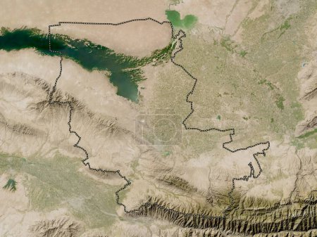 Téléchargez les photos : Kazakhstan, région de l'Ouzbékistan. Carte satellite basse résolution - en image libre de droit