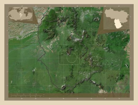 Photo for Amazonas, state of Venezuela. High resolution satellite map. Corner auxiliary location maps - Royalty Free Image