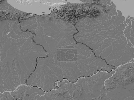 Foto de Anzoategui, estado de Venezuela. Mapa de elevación de Bilevel con lagos y ríos - Imagen libre de derechos