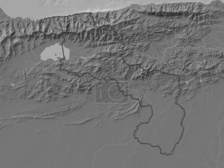 Téléchargez les photos : Aragua, État du Venezuela. Carte d'altitude de Bilevel avec lacs et rivières - en image libre de droit