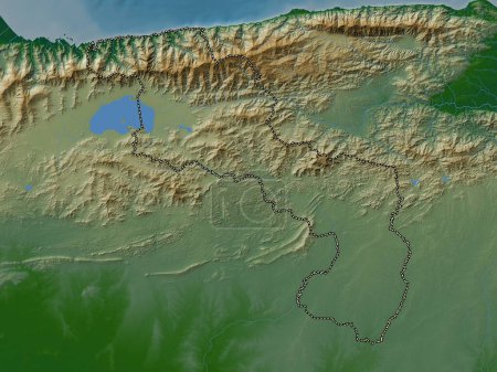 Téléchargez les photos : Aragua, État du Venezuela. Carte d'altitude colorée avec lacs et rivières - en image libre de droit
