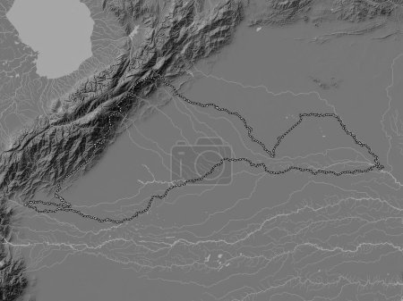 Téléchargez les photos : Barinas, État du Venezuela. Carte d'altitude de Bilevel avec lacs et rivières - en image libre de droit