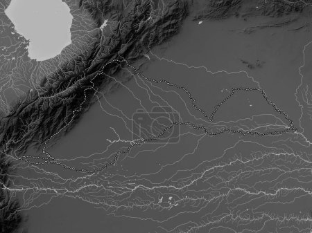 Foto de Barinas, estado de Venezuela. Mapa de elevación a escala de grises con lagos y ríos - Imagen libre de derechos