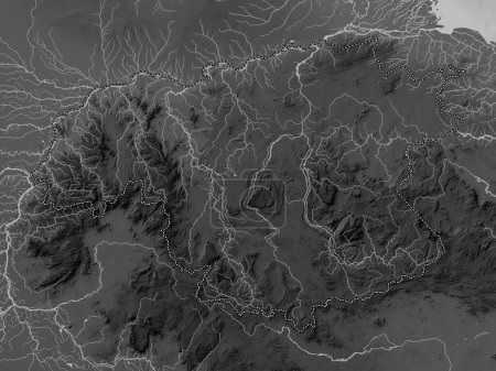 Photo for Bolivar, state of Venezuela. Grayscale elevation map with lakes and rivers - Royalty Free Image