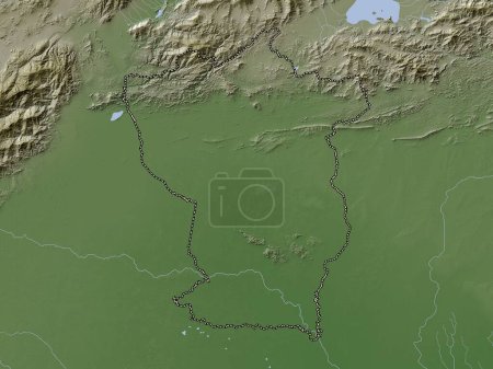 Téléchargez les photos : Cojedes, État du Venezuela. Carte d'altitude colorée dans le style wiki avec des lacs et des rivières - en image libre de droit