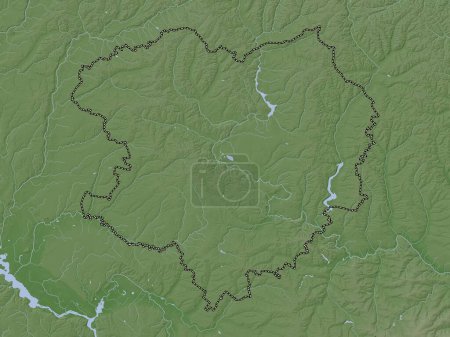 Foto de Kharkiv, región de Ucrania. Mapa de elevación coloreado en estilo wiki con lagos y ríos - Imagen libre de derechos