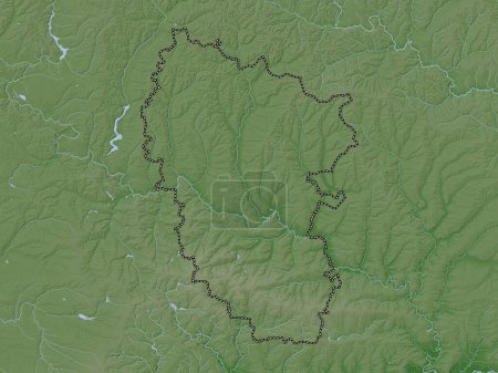 Photo for Luhans'k, region of Ukraine. Elevation map colored in wiki style with lakes and rivers - Royalty Free Image