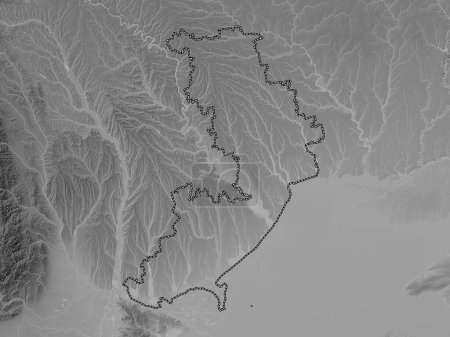 Téléchargez les photos : Odessa, région d'Ukraine. Carte d'altitude en niveaux de gris avec lacs et rivières - en image libre de droit