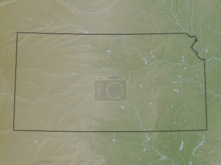 Photo for Kansas, state of United States of America. Elevation map colored in wiki style with lakes and rivers - Royalty Free Image