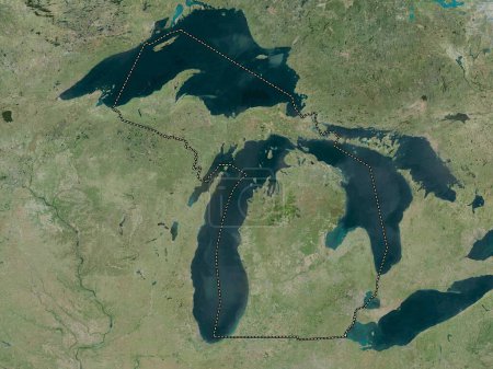 Foto de Michigan, estado de los Estados Unidos de América. Mapa de satélite de alta resolución - Imagen libre de derechos