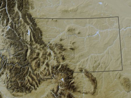 Photo for Montana, state of United States of America. Elevation map colored in wiki style with lakes and rivers - Royalty Free Image
