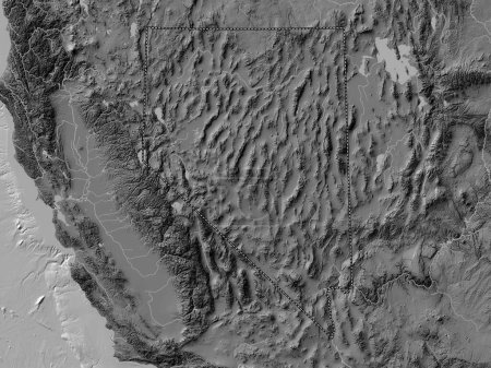 Foto de Nevada, estado de los Estados Unidos de América. Mapa de elevación de Bilevel con lagos y ríos - Imagen libre de derechos