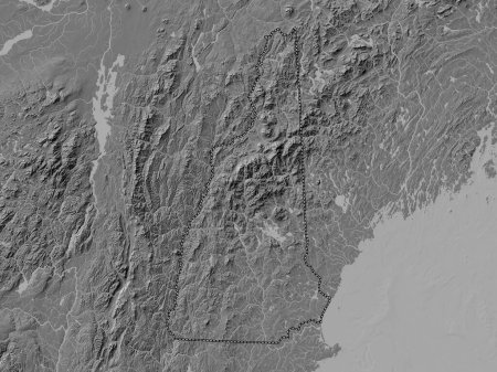 Téléchargez les photos : New Hampshire, État des États-Unis. Carte d'altitude de Bilevel avec lacs et rivières - en image libre de droit