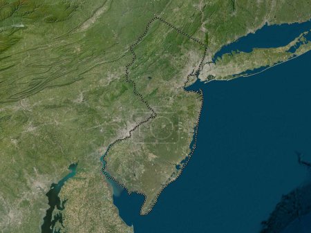 Foto de Nueva Jersey, estado de los Estados Unidos de América. Mapa satelital de baja resolución - Imagen libre de derechos