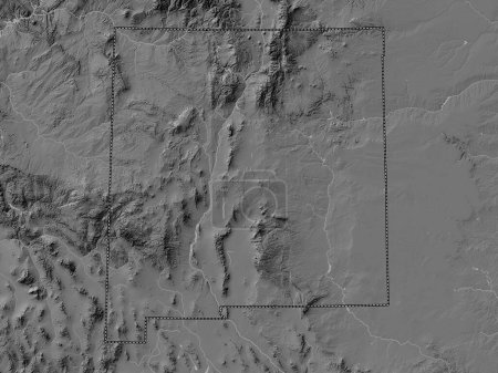 Téléchargez les photos : Nouveau-Mexique, État des États-Unis d'Amérique. Carte d'altitude de Bilevel avec lacs et rivières - en image libre de droit