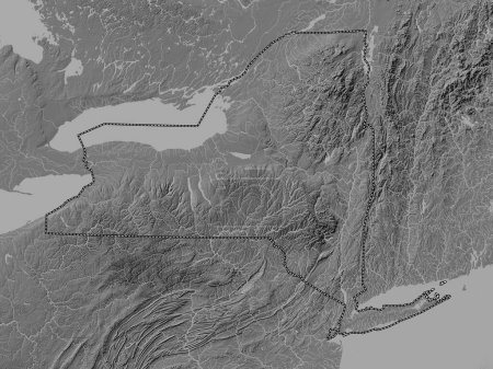 Foto de Nueva York, estado de los Estados Unidos de América. Mapa de elevación de Bilevel con lagos y ríos - Imagen libre de derechos