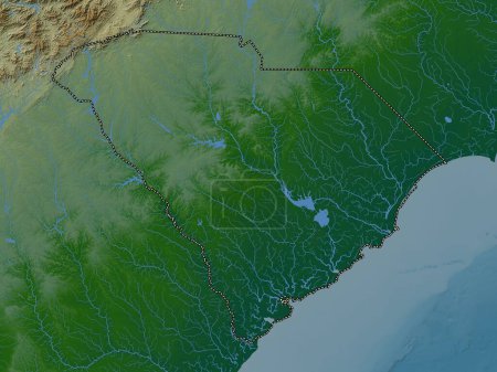 Photo for South Carolina, state of United States of America. Colored elevation map with lakes and rivers - Royalty Free Image