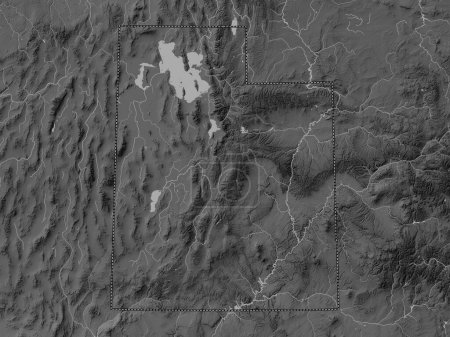 Photo for Utah, state of United States of America. Grayscale elevation map with lakes and rivers - Royalty Free Image