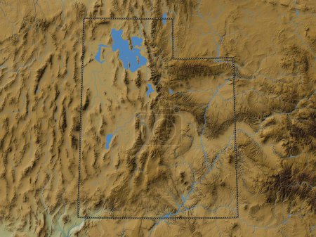Téléchargez les photos : Utah, État des États-Unis d'Amérique. Carte d'altitude colorée avec lacs et rivières - en image libre de droit