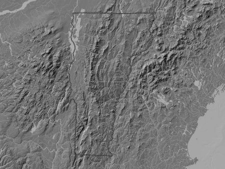 Téléchargez les photos : Vermont, État des États-Unis d'Amérique. Carte d'altitude de Bilevel avec lacs et rivières - en image libre de droit