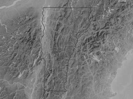 Téléchargez les photos : Vermont, État des États-Unis d'Amérique. Carte d'altitude en niveaux de gris avec lacs et rivières - en image libre de droit