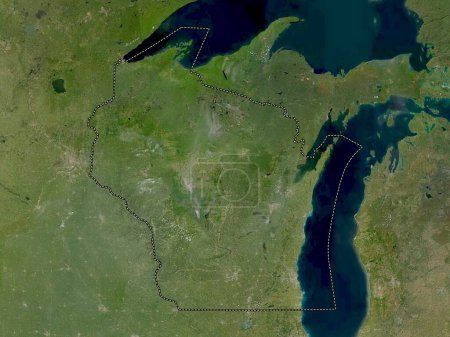 Foto de Wisconsin, estado de los Estados Unidos de América. Mapa satelital de baja resolución - Imagen libre de derechos