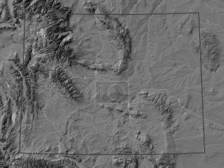 Foto de Wyoming, estado de los Estados Unidos de América. Mapa de elevación de Bilevel con lagos y ríos - Imagen libre de derechos