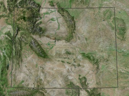 Foto de Wyoming, estado de los Estados Unidos de América. Mapa de satélite de alta resolución - Imagen libre de derechos