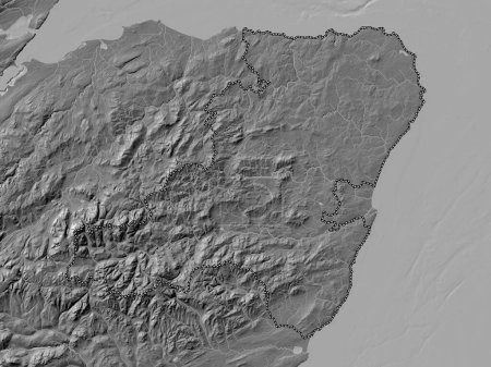 Téléchargez les photos : Aberdeenshire, région d'Écosse - Grande-Bretagne. Carte d'altitude de Bilevel avec lacs et rivières - en image libre de droit