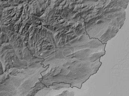 Foto de Angus, región de Escocia - Gran Bretaña. Mapa de elevación a escala de grises con lagos y ríos - Imagen libre de derechos