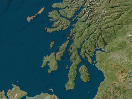 Foto de Argyll y Bute, región de Escocia - Gran Bretaña. Mapa satelital de baja resolución - Imagen libre de derechos