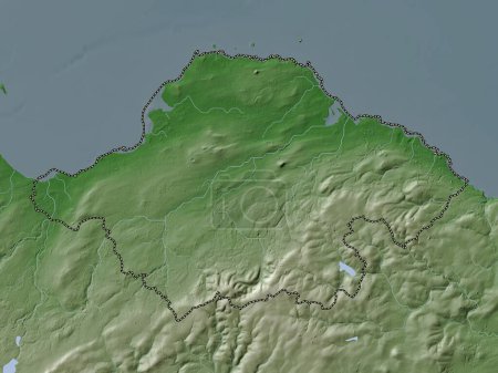 Foto de East Lothian, región de Escocia - Gran Bretaña. Mapa de elevación coloreado en estilo wiki con lagos y ríos - Imagen libre de derechos