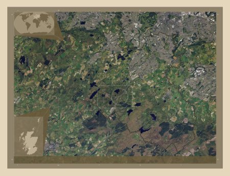 Photo for East Renfrewshire, region of Scotland - Great Britain. High resolution satellite map. Corner auxiliary location maps - Royalty Free Image