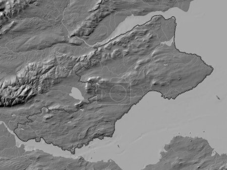 Photo for Fife, region of Scotland - Great Britain. Bilevel elevation map with lakes and rivers - Royalty Free Image