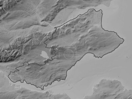 Photo for Fife, region of Scotland - Great Britain. Grayscale elevation map with lakes and rivers - Royalty Free Image