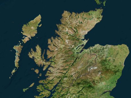 Téléchargez les photos : Highland, région d'Écosse - Grande-Bretagne. Carte satellite haute résolution - en image libre de droit