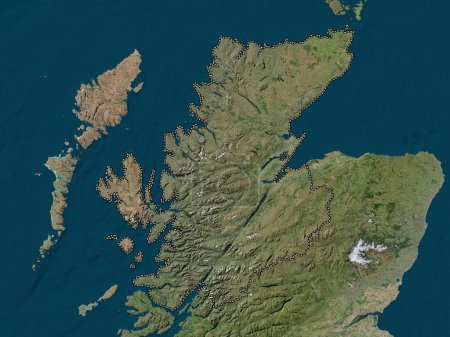 Téléchargez les photos : Highland, région d'Écosse - Grande-Bretagne. Carte satellite basse résolution - en image libre de droit