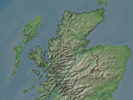 Photo for Highland, region of Scotland - Great Britain. Elevation map colored in wiki style with lakes and rivers - Royalty Free Image