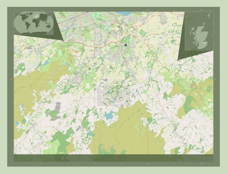 Foto de Midlothian, región de Escocia - Gran Bretaña. Open Street Map. Mapas de ubicación auxiliares de esquina - Imagen libre de derechos