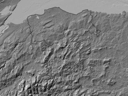Photo for Moray, region of Scotland - Great Britain. Bilevel elevation map with lakes and rivers - Royalty Free Image