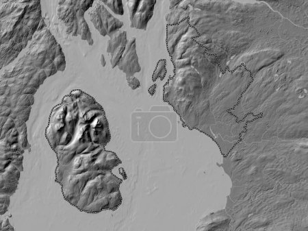 Téléchargez les photos : North Ayrshire, région d'Écosse - Grande-Bretagne. Carte d'altitude de Bilevel avec lacs et rivières - en image libre de droit