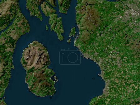 Téléchargez les photos : North Ayrshire, région d'Écosse - Grande-Bretagne. Carte satellite basse résolution - en image libre de droit