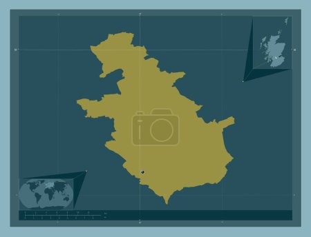 Foto de North Lanarkshire, región de Escocia - Gran Bretaña. Forma de color sólido. Mapas de ubicación auxiliares de esquina - Imagen libre de derechos