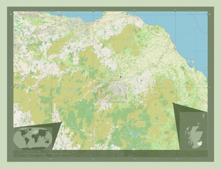 Foto de Scottish Borders, región de Escocia - Gran Bretaña. Open Street Map. Mapas de ubicación auxiliares de esquina - Imagen libre de derechos