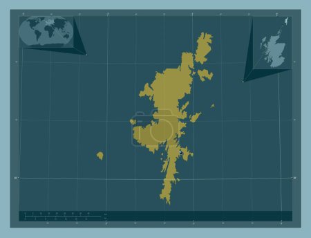 Téléchargez les photos : Îles Shetland, région d'Écosse - Grande-Bretagne. Forme de couleur unie. Corner cartes de localisation auxiliaires - en image libre de droit
