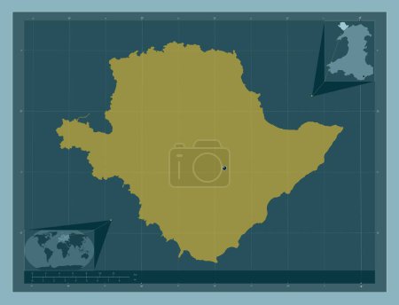Foto de Isla de Anglesey, región de Gales - Gran Bretaña. Forma de color sólido. Mapas de ubicación auxiliares de esquina - Imagen libre de derechos