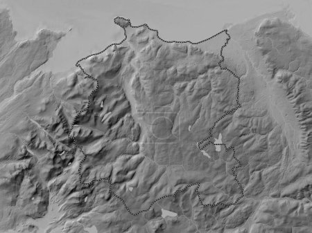 Photo for Conwy, region of Wales - Great Britain. Grayscale elevation map with lakes and rivers - Royalty Free Image